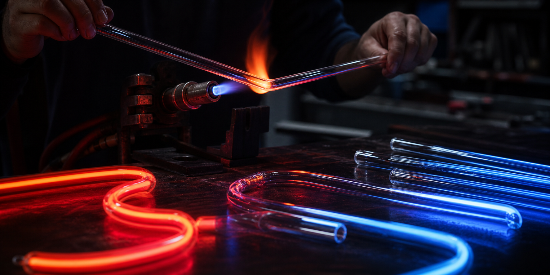 Photo de fabrication de tubes néon